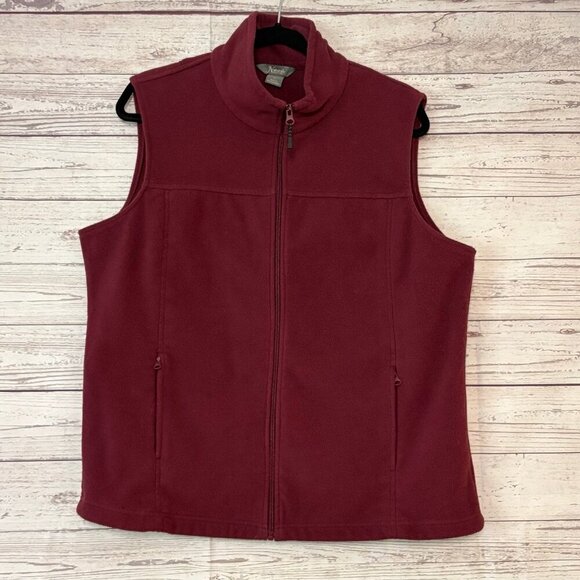 Natural Reflections Burgundy Fleece Vest XL - Picture 1 of 7